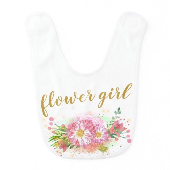 Pink and Gold Flower Girl Bib