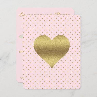 Pink And Gold Heart Polka Dot Shower Bridal Party Invitations