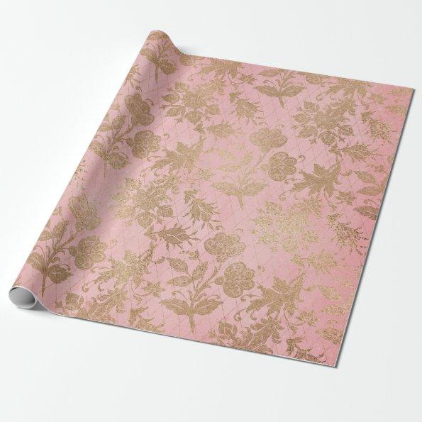 Pink and Gold Lace Gift Wrapping Paper