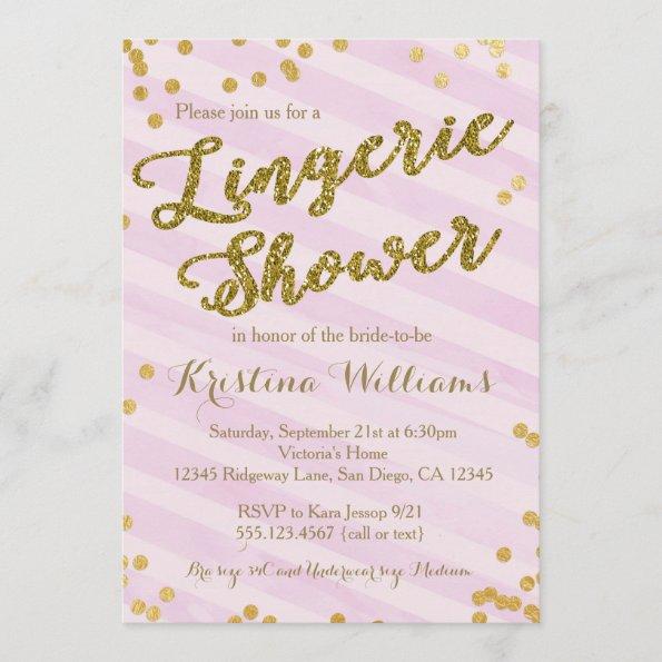 Pink and Gold Lingerie Bridal Shower Invitations