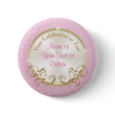 Pink and Gold Personalized Baby Shower Guest Pins