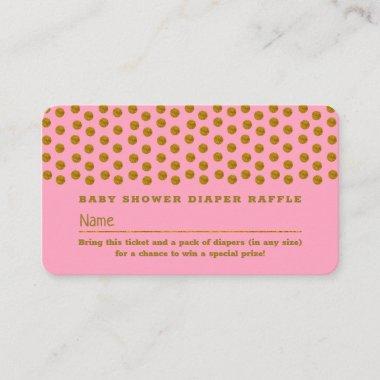 Pink and Gold Polka Dot , Diaper Raffle Ticket Enclosure Invitations