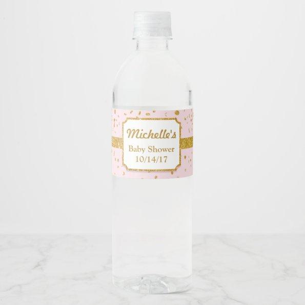 Pink and Gold Shower Water Bottle Labels