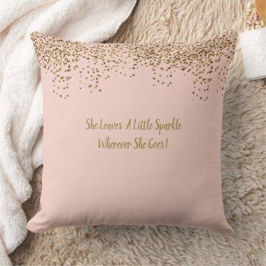 Pink And Gold Sparkle Sprinkle Shower Party Throw Pillow