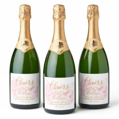 Pink And Gold Sparkling Wine Label, Bridal Shower Sparkling Wine Label