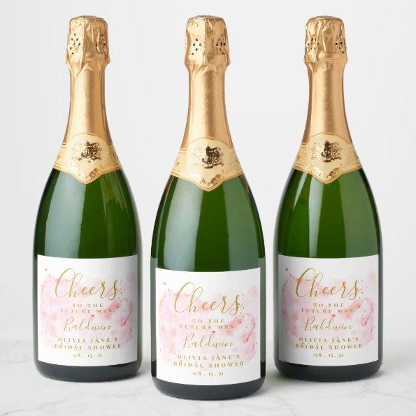 Pink And Gold Sparkling Wine Label, Bridal Shower Sparkling Wine Label