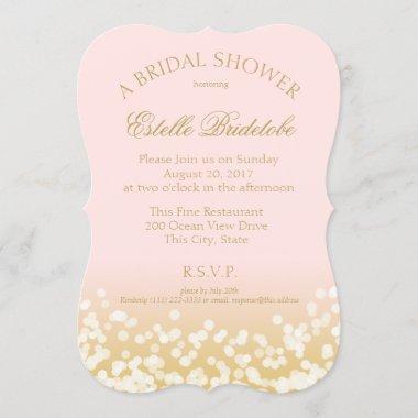 Pink and Gold Twinkle Bridal Shower Invitations