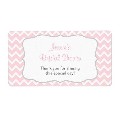 Pink and Gray Chevron Water Bottle Label