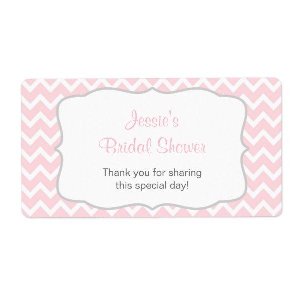 Pink and Gray Chevron Water Bottle Label