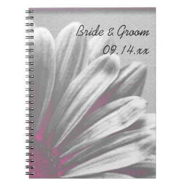 Pink and Gray Floral Highlights Wedding Notebook