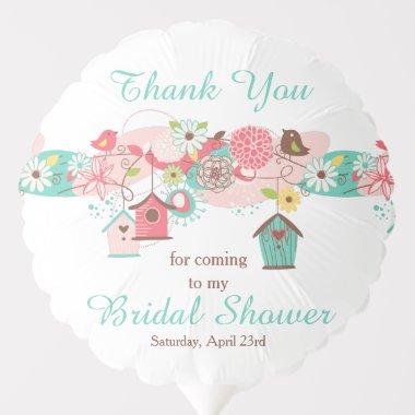Pink and Green Floral Bird Cages Bridal Shower Balloon