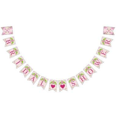 Pink and Green Nostalgic Floral bunting banner