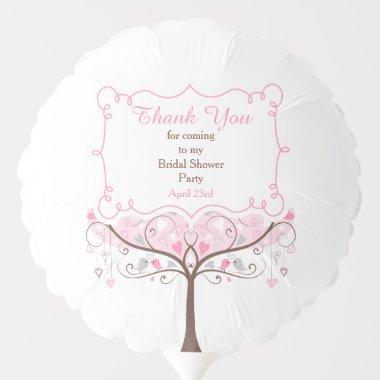 Pink and Grey Floral Bird Bridal Shower Thank You Balloon
