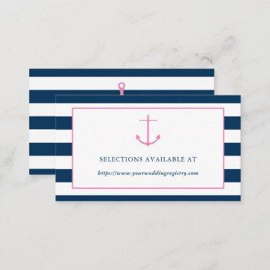 Pink and Navy Nautical Bridal Shower Registry Invitations