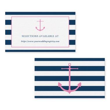 Pink and Navy Nautical Bridal Shower Registry Invitations