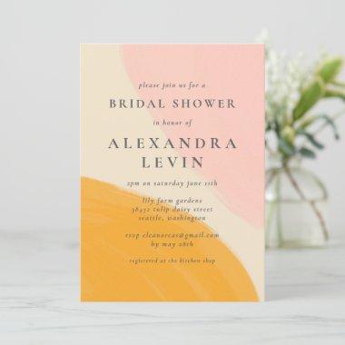 Pink and Orange Abstract Watercolor Bridal Shower Invitations