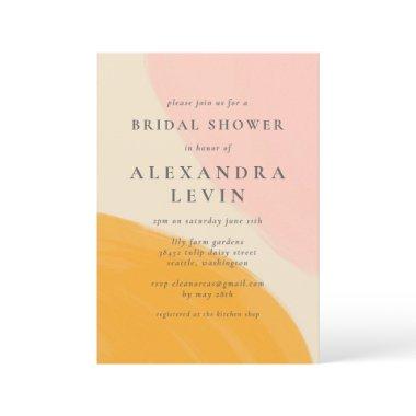 Pink and Orange Abstract Watercolor Bridal Shower Invitations