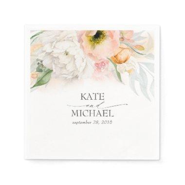 Pink and Peach Floral Wedding Napkins