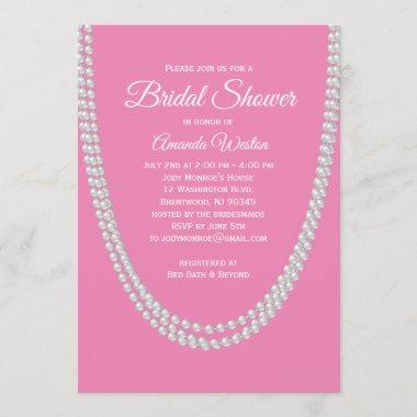 Pink and Pearls Bridal Shower Invitations