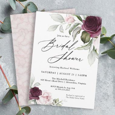 Pink and Plum Botanical Charm Bridal Shower Invitations