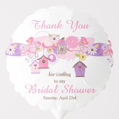 Pink and Purple Floral Bird Cages Bridal Shower Balloon