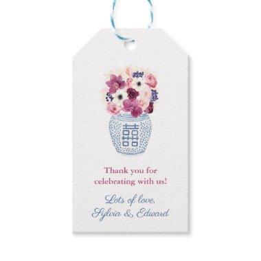 Pink And Purple Flowers Fall Winter Bridal Shower Gift Tags