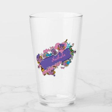 Pink and purple fun bar sticker on glass