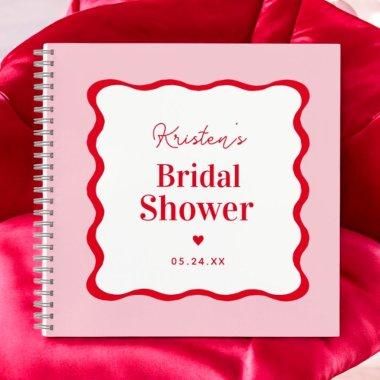 Pink and Red Wavy Retro  Guestbook Notebook
