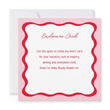 Pink and Red Wavy Retro Square Insert Invitations