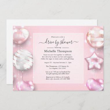 Pink and Rose Gold Drive By Shower Invitations