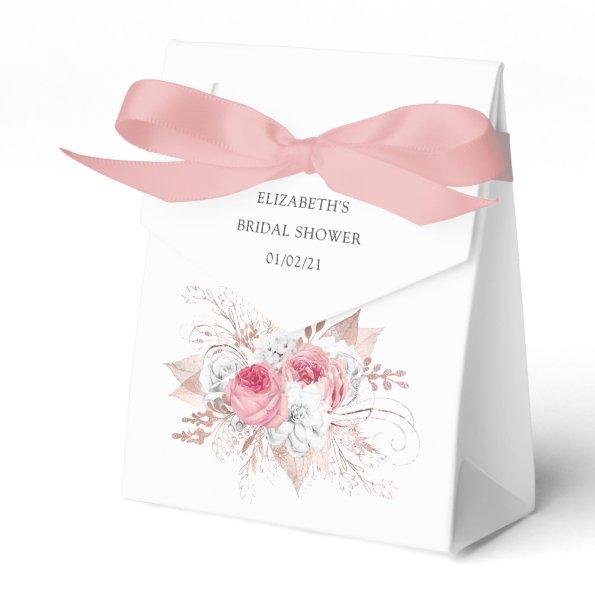 Pink and Rose Gold Floral and Lace Bridal Shower Favor Box