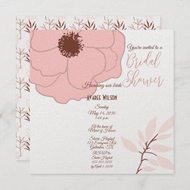 Pink and Rust Folk Art Floral Invitations