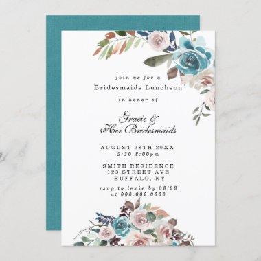Pink and Teal Peony Bridesmaids Luncheon Invites