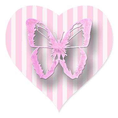 Pink and White Butterfly Stickers