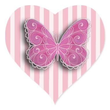 Pink and White Butterfly Stickers