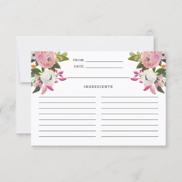 Pink and White Floral Blooms Recipe Invitations