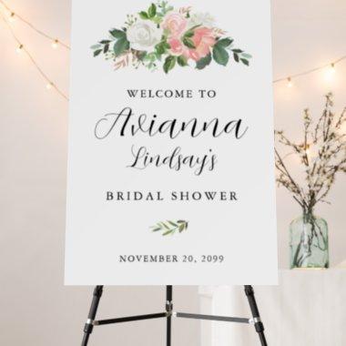 Pink and White Floral Bridal Shower Welcome Foam Board