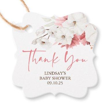 Pink and White Flowers Boho Thank You Favor Tags