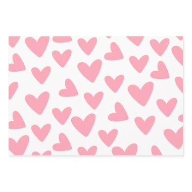 Pink And White Heart Pattern Wrapping Paper Sheets
