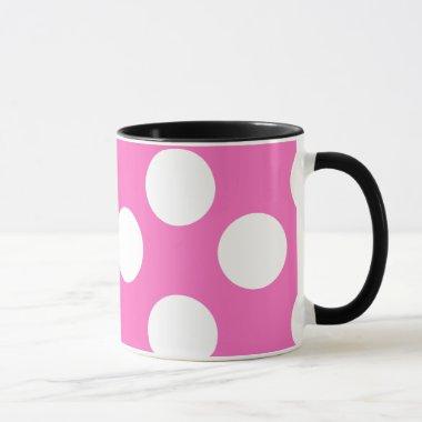 Pink and White Large Polka Dot Mug