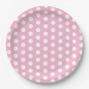 Pink and White Polka Dot Party Paper Plates