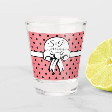 Pink and White Polka Dots with a Bow Personalized Shot Glass