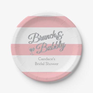 Pink and White Stripe Bridal Shower Paper Plate