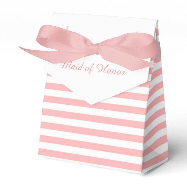 Pink and White Stripes Personalized Wedding Favor Favor Box