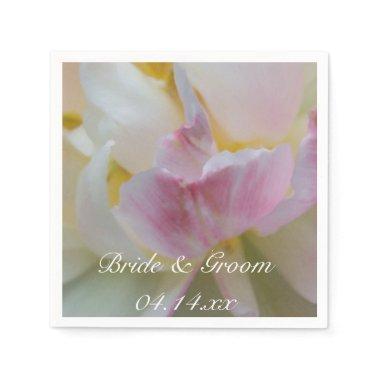 Pink and White Tulip Flower Spring Wedding Napkins