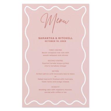 Pink and White Wavy Border menu Invitations