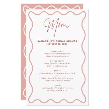 Pink and White Wavy Border menu Invitations with name