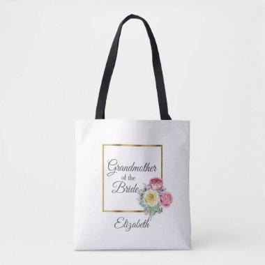 Pink and Yellow Floral Grandmother of the Bride Tote Bag