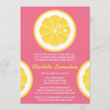 PINK AND YELLOW LEMON THEMED BRIDAL SHOWER Invitations