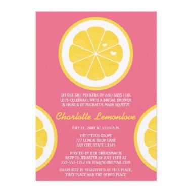 PINK AND YELLOW LEMON THEMED BRIDAL SHOWER Invitations